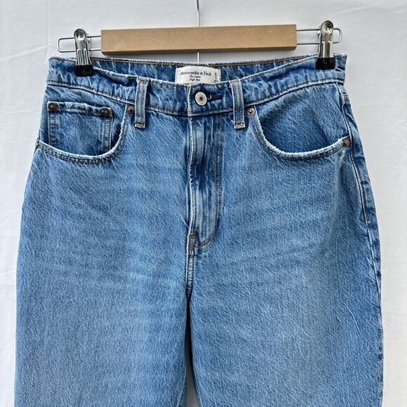 Abercrombie & Fitch The Loose High Rise Distressed Jeans Acid Wash Denim Women 2 - Picture 15 of 15